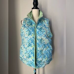 Dizzy Lizzie Blue and Green Paisley Puffer Vest